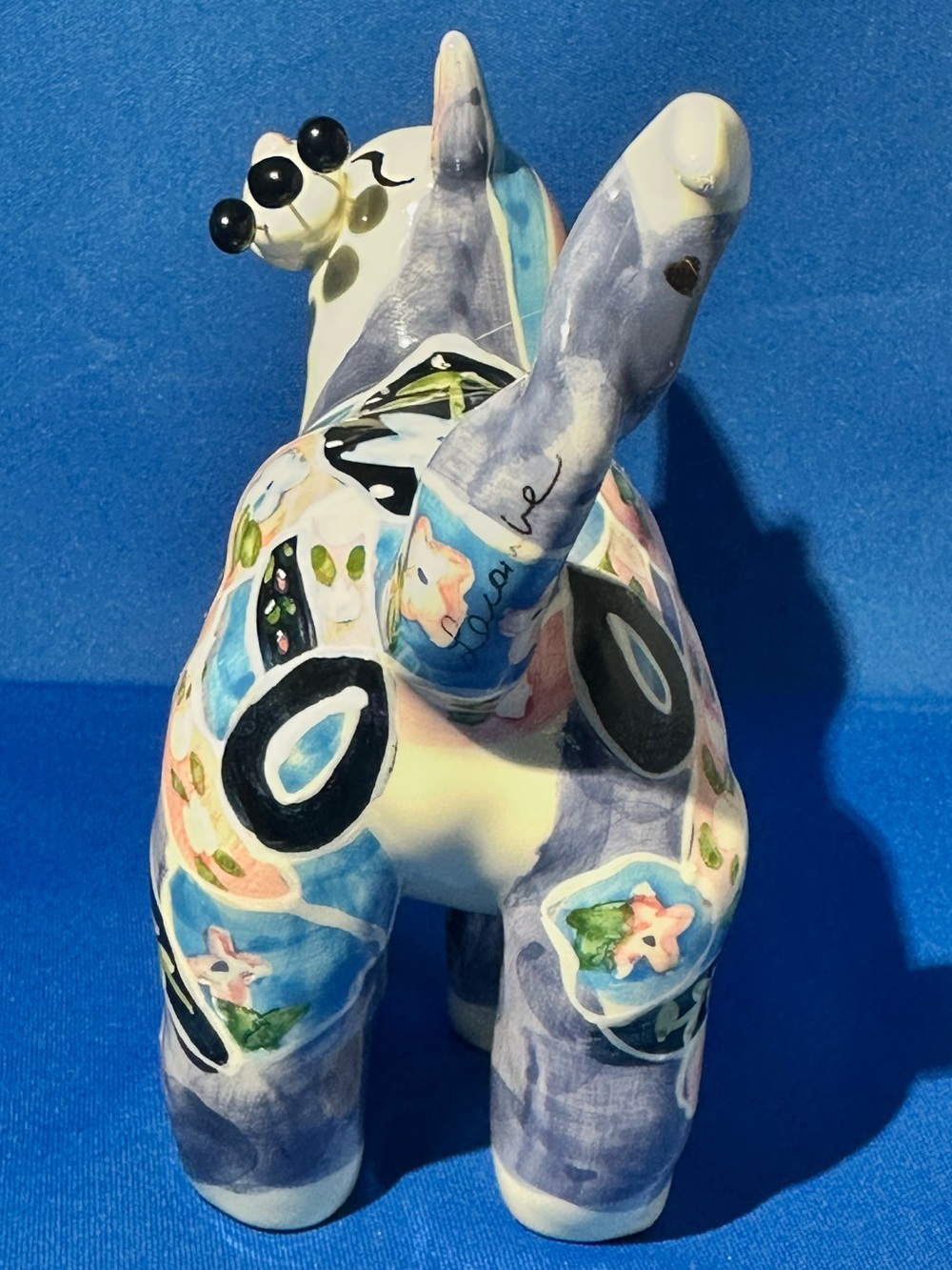 Amy Lacombe Annaco Creations Whimsiclay Calico Floral Cat Figurine Signed 2002 - Picture 2 of 11